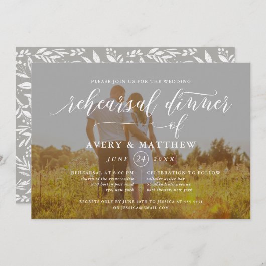 Einfache SkriptTypografie | Foto Probe Abendessen Einladung (Vorne/Hinten)