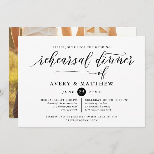 Einfache SkriptTypografie | Foto Probe Abendessen Einladung (Vorne/Hinten)