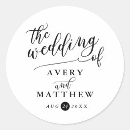 Einfache SkriptTypografie | Hochzeit Runder Aufkleber