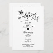 Einfache SkriptTypografie | Hochzeitsfeier Programm (Vorne/Hinten)