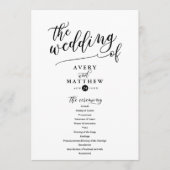 Einfache SkriptTypografie | Hochzeitsfeier Programm (Vorderseite)