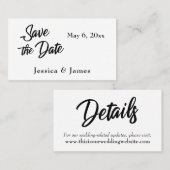 Einfache Skripttypografie Save the Date-Karte Visitenkarte (Vorne/Hinten)