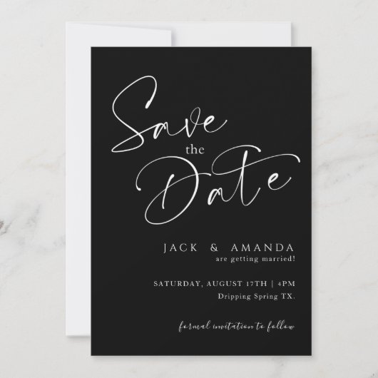Einfache Skripttypografie Wedding speichern das Da Save The Date (Vorderseite)