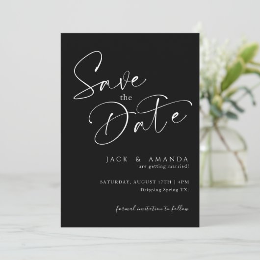 Einfache Skripttypografie Wedding speichern das Da Save The Date (Stehend Vorderseite)