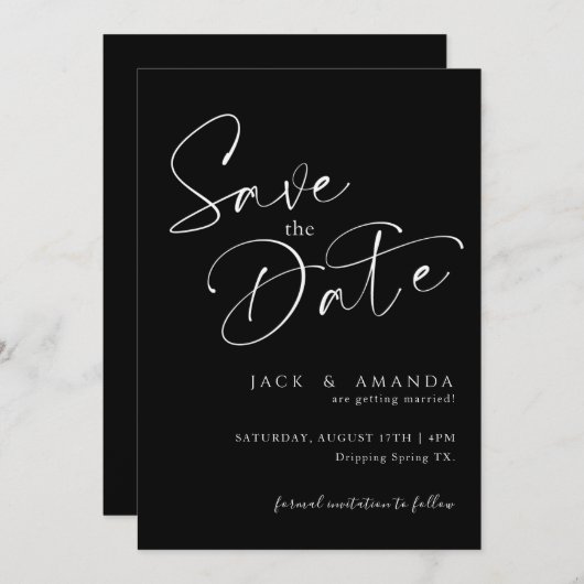 Einfache Skripttypografie Wedding speichern das Da Save The Date (Vorne/Hinten)