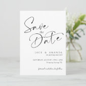 Einfache Skripttypografie Wedding speichern das Da Save The Date (Stehend Vorderseite)