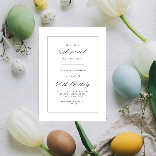 Einfache Skriptüberraschung 90. Geburtstag Schwarz Einladung