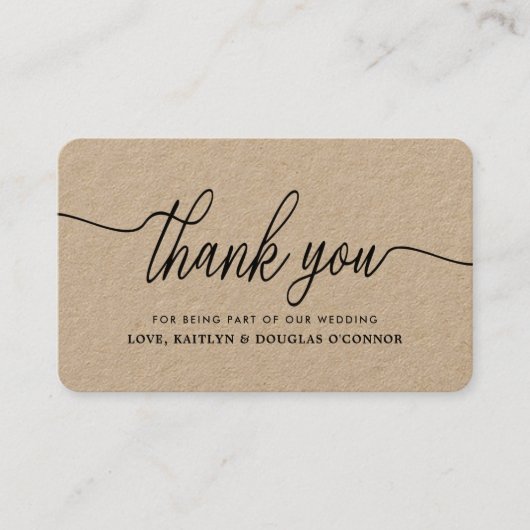 Einfache SkriptWedding Dankeschön Karten (Vorderseite)