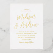 Einfache SkriptWedding Gold Folieneinladung (Vorderseite)