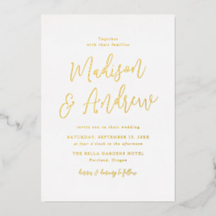 Einfache SkriptWedding Gold Folieneinladung