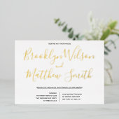 Einfache SkriptWedding Real Gold Folieneinladung (Stehend vorne)