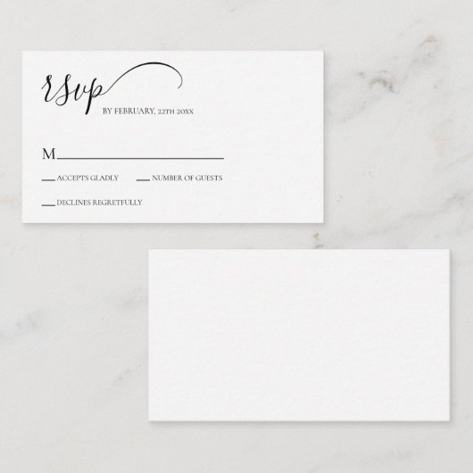 Einfache SkriptWedding RSVP Begleitkarte (Vorne/Hinten)