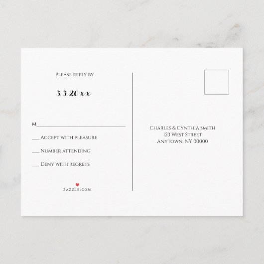 Einfache SkriptWedding RSVP Postkarten (Rückseite)