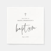 Einfache Skriptweiße Taufe Serviette (Vorderseite)