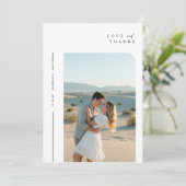 Einfache Skriptzeitschrift Modernes Foto Hochzeit Dankeskarte (Stehend Vorderseite)