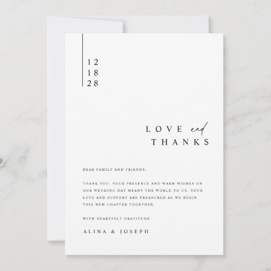 Einfache Skriptzeitschrift Modernes Foto Hochzeit Dankeskarte (Rückseite)