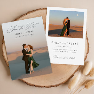 Einfache Skriptzeitschrift Modernes Foto Hochzeit Dankeskarte