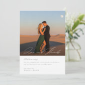 Einfache Skriptzeitschrift Modernes Foto Hochzeit Dankeskarte (Stehend Vorderseite)