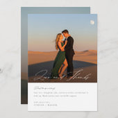 Einfache Skriptzeitschrift Modernes Foto Hochzeit Dankeskarte (Vorne/Hinten)