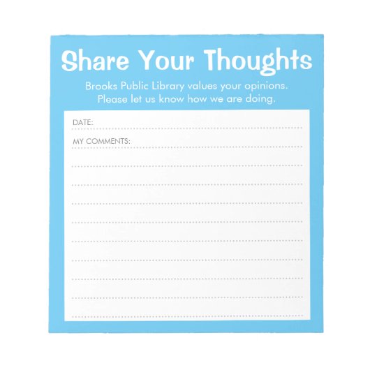 Einfache Sky Blue Library / Business Comment Card Notizblock (Vorderseite)