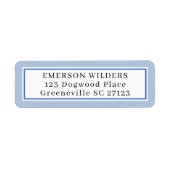 Einfache Sky Blue und White Return Address Label (Vorne)