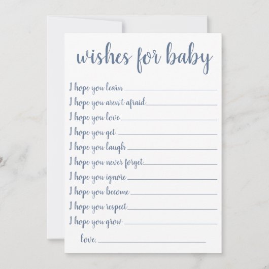 Einfache Slate Wünsche | Dusty Blue Keepake Card Einladung (Vorderseite)