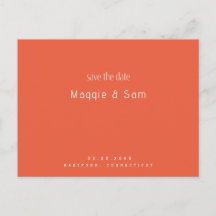 Einfache Sleek-Mandarine Save the Date Hochzeit