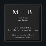 Einfache Sleek Monogram B/W Hochzeit Das Datum II  Magnet<br><div class="desc">Zeitgenössische Schwarz-Weiß-Monogramm Hochzeit speichern Sie das Datum Magnet. Größere Print als Original.</div>