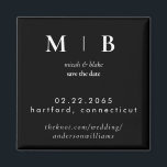 Einfache Sleek Monogram B/W Hochzeit Das Datum II  Magnet<br><div class="desc">Zeitgenössische Schwarz-Weiß-Monogramm Hochzeit speichern Sie das Datum Magnet. Größere Print als Original.</div>