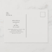 Einfache Sleek Monogram Beige Rette unser Date Wed Ankündigungspostkarte (Rückseite)