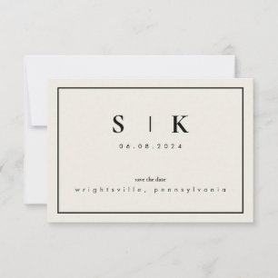 Einfache Sleek Monogram Beige Save the Date IV