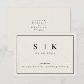 Einfache Sleek Monogram Beige Save the Date IV (Vorne/Hinten)