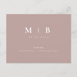 Einfache Sleek Monogram-Rose Save the Date Gold Postkarte
