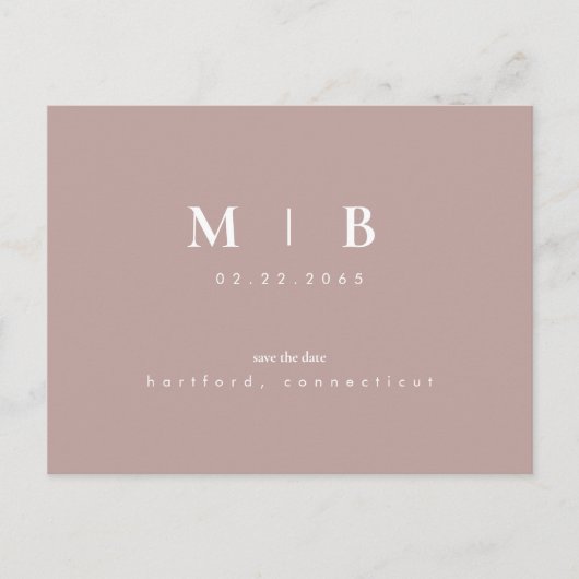 Einfache Sleek Monogram-Rose Save the Date Gold Postkarte (Vorderseite)