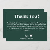 Einfache Smaragdgrün Skript Hochzeit danke Ankündigung (Vorne/Hinten)