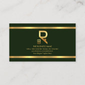 Einfache Smaragdgrüne Goldstreifen Visitenkarte (Rückseite)