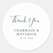 Einfache Smaragdgrüne Texthochzeit Runder Aufkleber (Vorderseite)