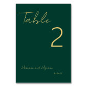 Einfache Smarald Green Gold Moderne Minimalistisch Tischnummer (Vorderseite)