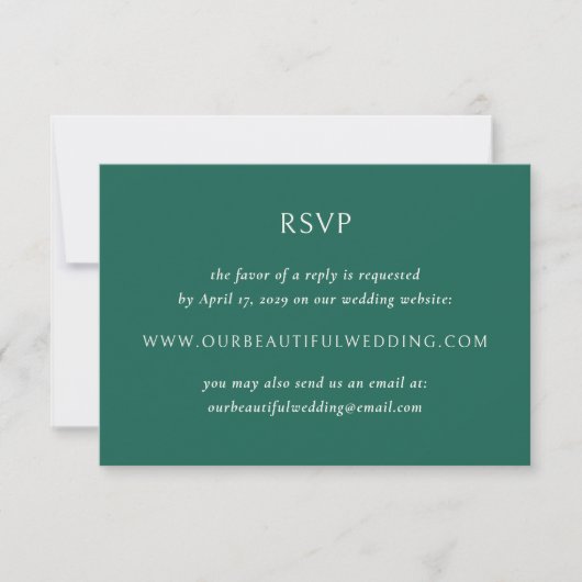Einfache Smarald Green Modern Wedding RSVP Karte (Vorderseite)