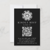 Einfache Snowflake Black QR Code Hochzeit RSVP Karte (Vorderseite)