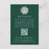 Einfache Snowflake Grüne Hochzeit Details QR Code Begleitkarte (Vorderseite)