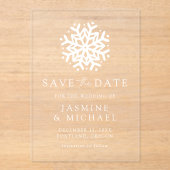 Einfache Snowflake-Hochzeit rettet das Datum Acryleinladungen (Vorderseite)