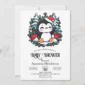 Einfache Snowflake Pinguin-Babydusche Einladung (Vorderseite)