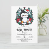 Einfache Snowflake Pinguin-Babydusche Einladung (Stehend Vorderseite)