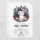 Einfache Snowflake Pinguin-Babydusche Einladung (Vorne/Hinten)