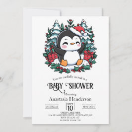 Einfache Snowflake Pinguin-Babydusche Einladung