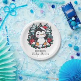 Einfache Snowflake Pinguin-Babydusche Pappteller