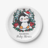 Einfache Snowflake Pinguin-Babydusche Pappteller (Vorderseite)