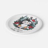 Einfache Snowflake Pinguin-Babydusche Pappteller (Schrägansicht)