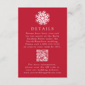 Einfache Snowflake Red Wedding Details QR Code Begleitkarte (Vorderseite)